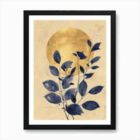 Blue Leaves Canvas Print 5 Art Print