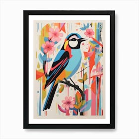 Colourful Scandi Bird House Sparrow 3 Art Print