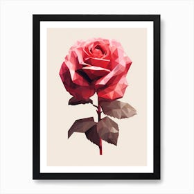 Low Poly Rose 2 Art Print