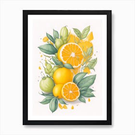 Oranges And Leaves Art Print