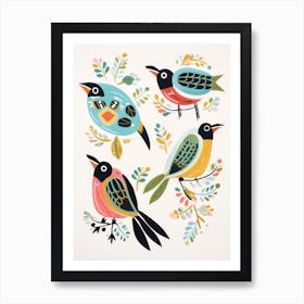 Folk Style Bird Painting Kiwi 4 Art Print