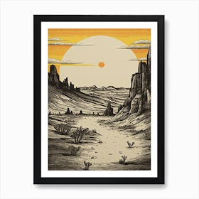 Badlands National Park Retro Illustration 3 Art Print