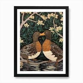 Art Nouveau Birds Poster Duck 1 Art Print