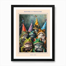 Frogs In Party Hats Painting Style 4 Poster Art Print