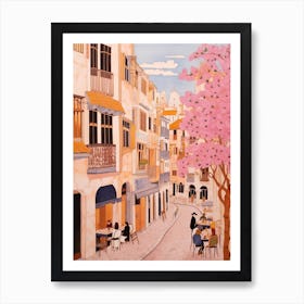 Alicante Spain 3 Vintage Pink Travel Illustration Art Print