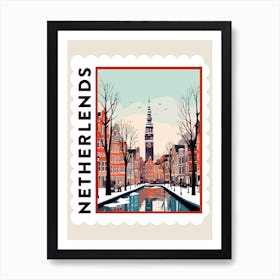 Retro Winter Stamp Poster Amsterdam Netherlands 3 Art Print