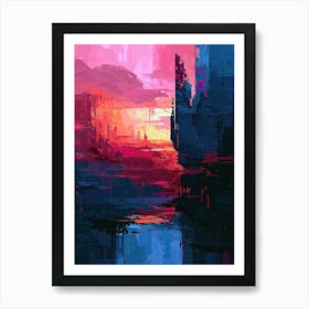 Abstract - Sunset | Pixel Minimalism Art Series Art Print