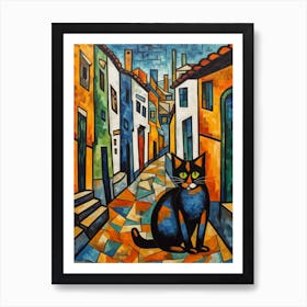 Painting Of Rio De Janeiro With A Cat In The Style Of Cubism, Picasso Style 1 Art Print