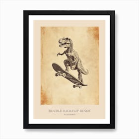 Allosaurus Vintage Dinosaur Poster 3 Art Print