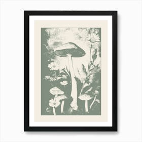 Mushrooms in Sage Green, y2k, Fungi, Cottage Core 2 Art Print