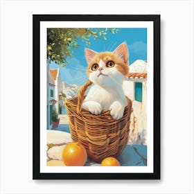 Exotic Shorthair Cat Storybook Illustration 4 Art Print