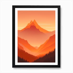 Misty Mountains Vertical Composition In Orange Tone 267 Art Print