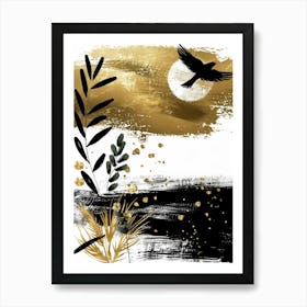 Gold And Black Abstract Painting 27 Art Print