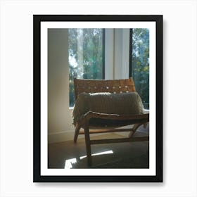 Neutral Wooden Lounge Chair In Front Of Rainforest Window In Scandinavian Style Living Room Art Print