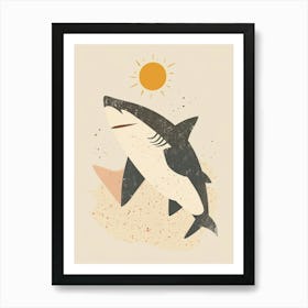 Shark On The Beach Muted Pastels 2 Art Print