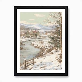 Vintage Winter Illustration Abisko Sweden Art Print