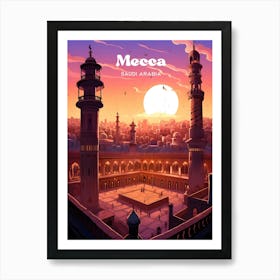 Mecca Saudi Arabia Hajj Modern Travel Illustration Art Print