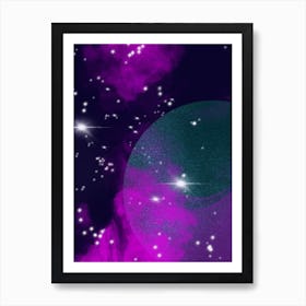 Luminescent space #1 - space neon art, nebula Art Print