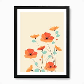 Poppies in Bloom Floral Print Poster Art Print