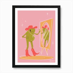 Cowboy Frog In The Mirror Art Print