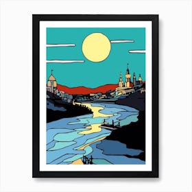 Minimal Design Style Of Moscow, Russia 4 Art Print