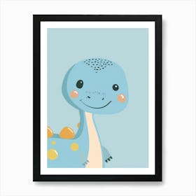 Cute Blue Dinosaur Art Print