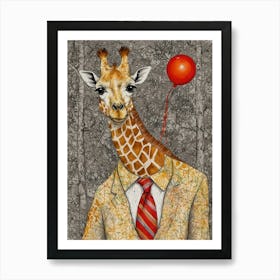 Giraffe In Suit 5 Art Print