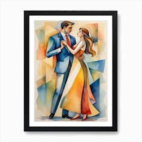 Couple Dancing Watercolor Painting Poster