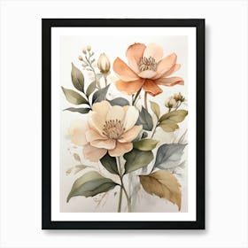 Peach Flowers 2 Art Print