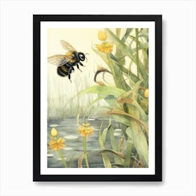 Saltmarsh Carpenter Bee Beehive Watercolour Illustration 3 Art Print