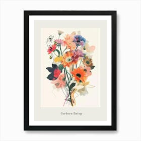 Gerbera Daisy 3 Collage Flower Bouquet Poster Art Print