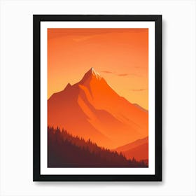 Misty Mountains Vertical Composition In Orange Tone 149 Art Print