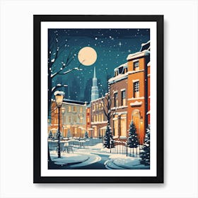 Winter Travel Night Illustration Dublin Ireland 2 Art Print