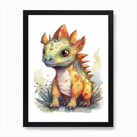 Leptoceratops Cute Dinosaur Watercolour 2 Art Print
