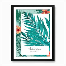 Square Tropical Floral Graphic Tree Branches Embrace Modern Minimalism Amidst A Dense Jungle Of Flo (3) Art Print