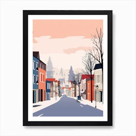 Retro Winter Illustration Reykjavik Iceland 2 Art Print