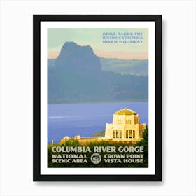 Vintage WPA-style Columbia River Gorge National Scenic Area Poster Art Print