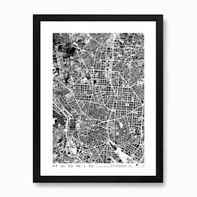 Madrid Black & White Map Art Print