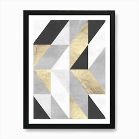 Gray and gold geometry 4 Art Print