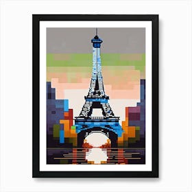 Pixel Eiffel Tower Art Print