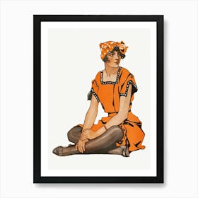 Vintage Fashionable Woman Chromolithograph Art Illustration, Edward Penfield Art Print