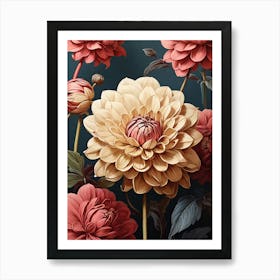 Dahlia Flower Illustration Art Print Art Print