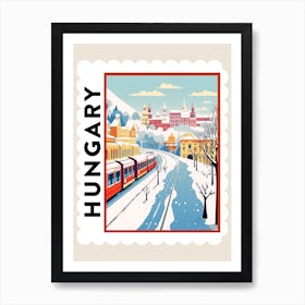 Retro Winter Stamp Poster Budapest Hungary Art Print