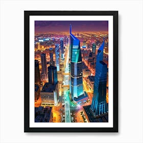 Riyadh City At Night Art Print