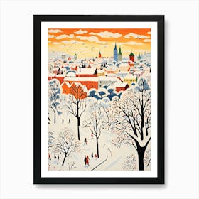 Winter Snow Helsinki   Finland Snow Illustration Art Print