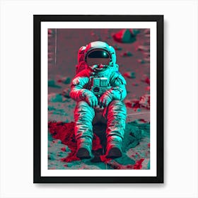 Astronaut On The Moon Art Print