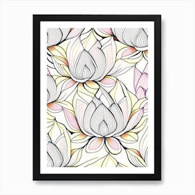 Lotus Flower Repeat Pattern Abstract Line Drawing 3 Art Print