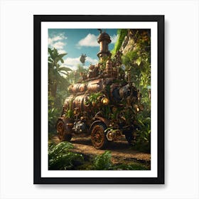 Steam Train In The Jungle Art Print