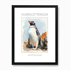 Humboldt Penguin Deception Island Watercolour Painting 1 Poster Art Print