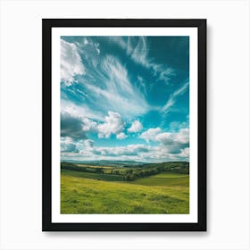 Cloudy Sky Over A Green Field Art Print